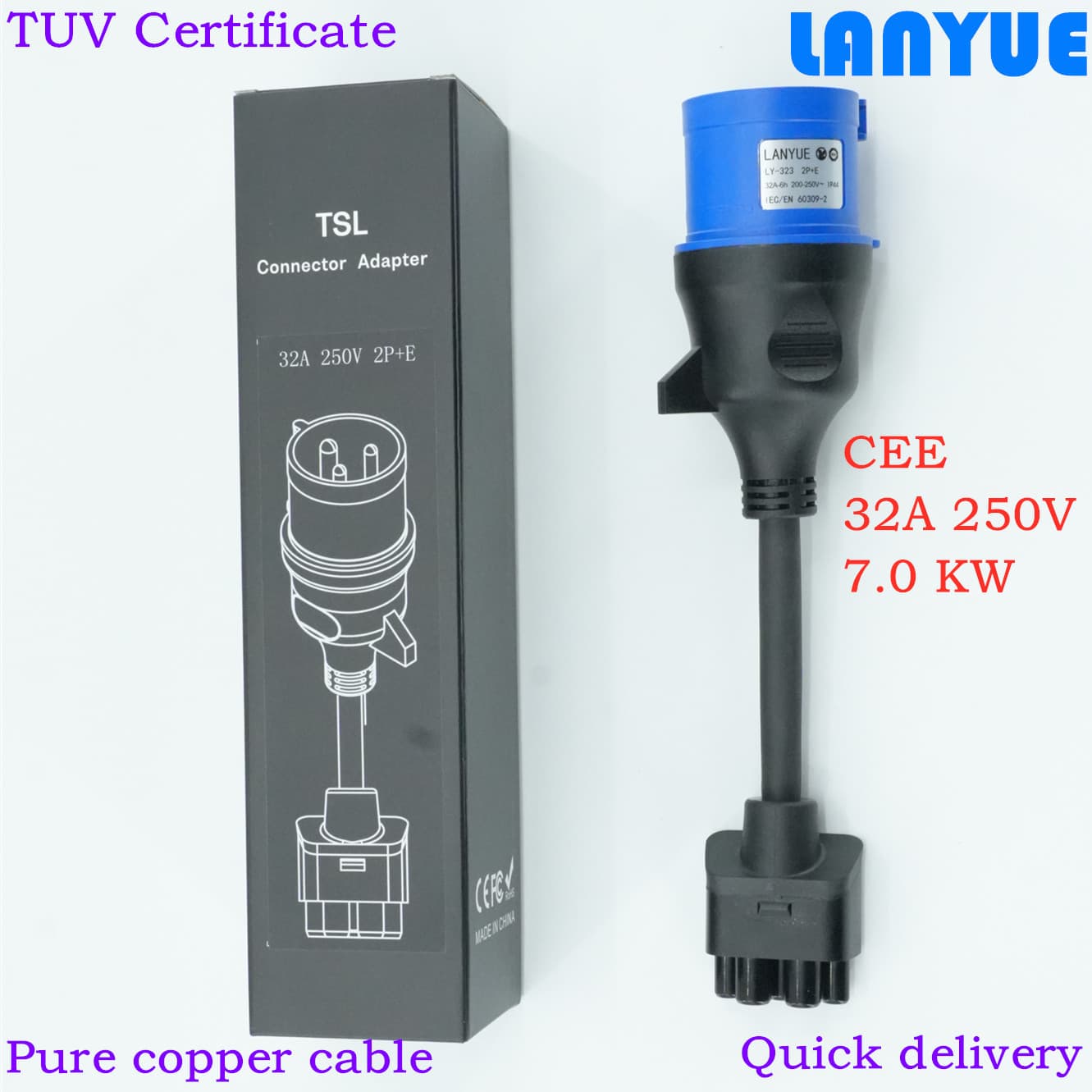 IEC 60309 Blue 32A LANVOLT plug adapter