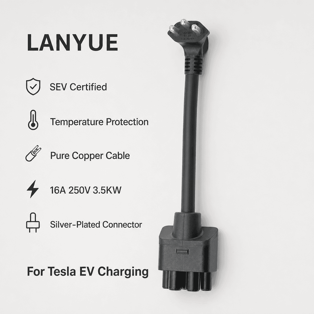 Swiss Type J 16A LANVOLT compatible replacement plug adapter